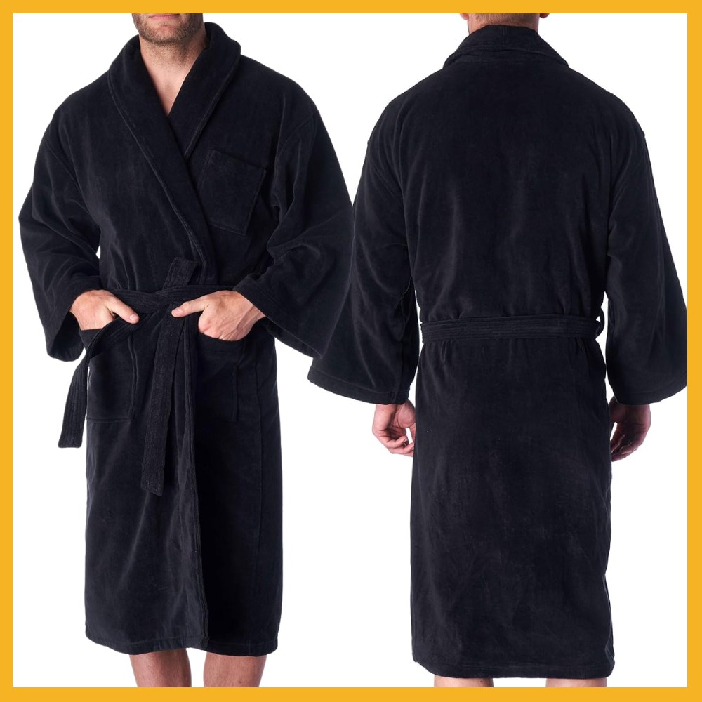 Mens Terry Cloth Robe (Black)