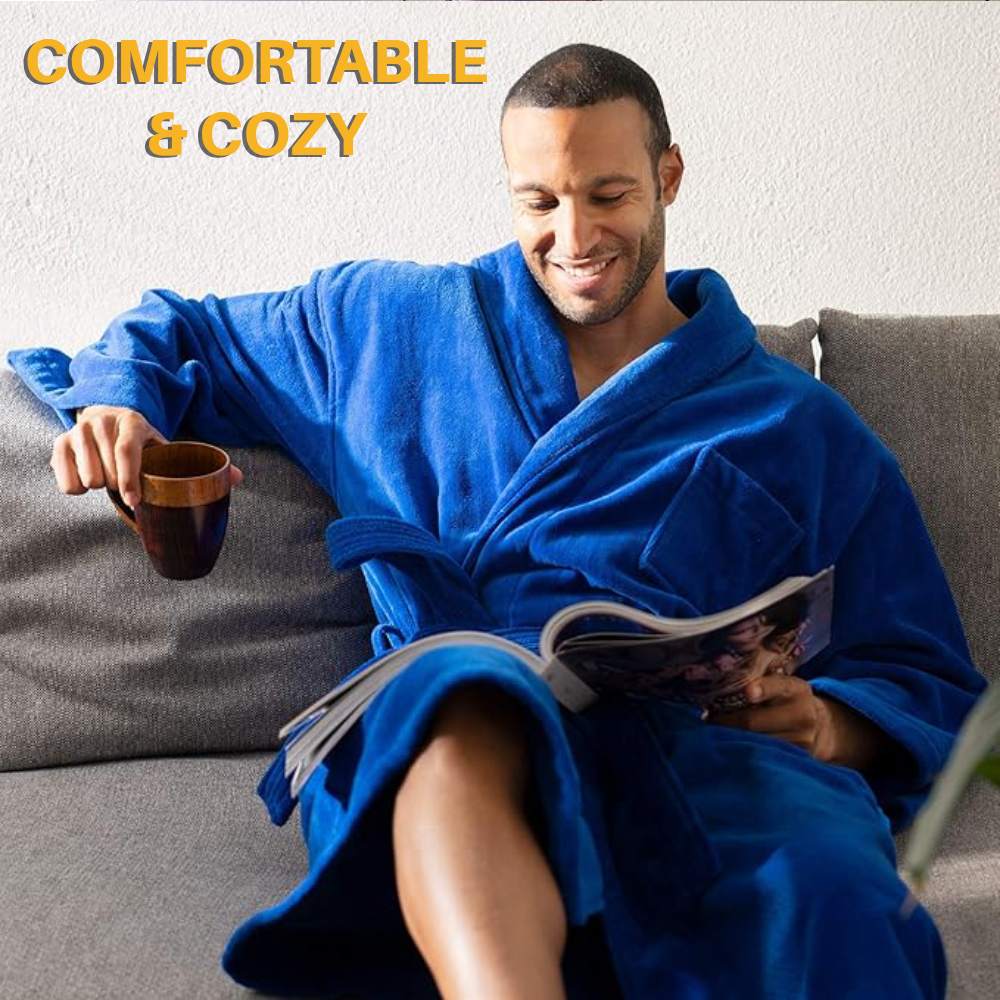 Mens Terry Cloth Robe (Black): image 8