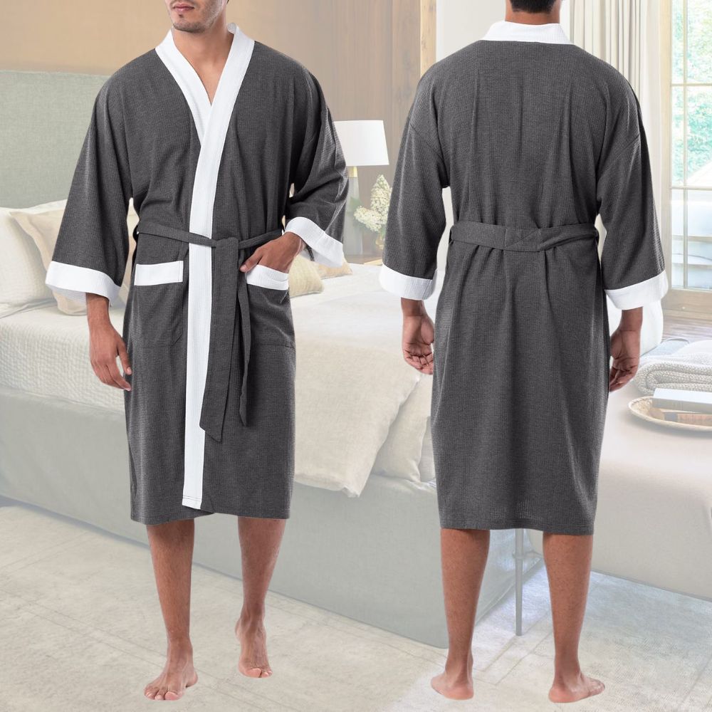 Waffle Bath Robe (Heather Charcoal): image 2