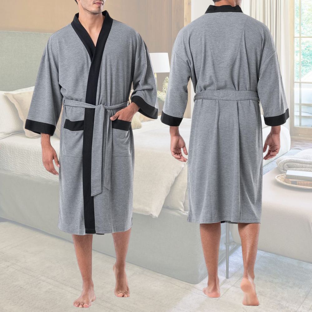 Waffle Bath Robe (Heather Charcoal): image 3