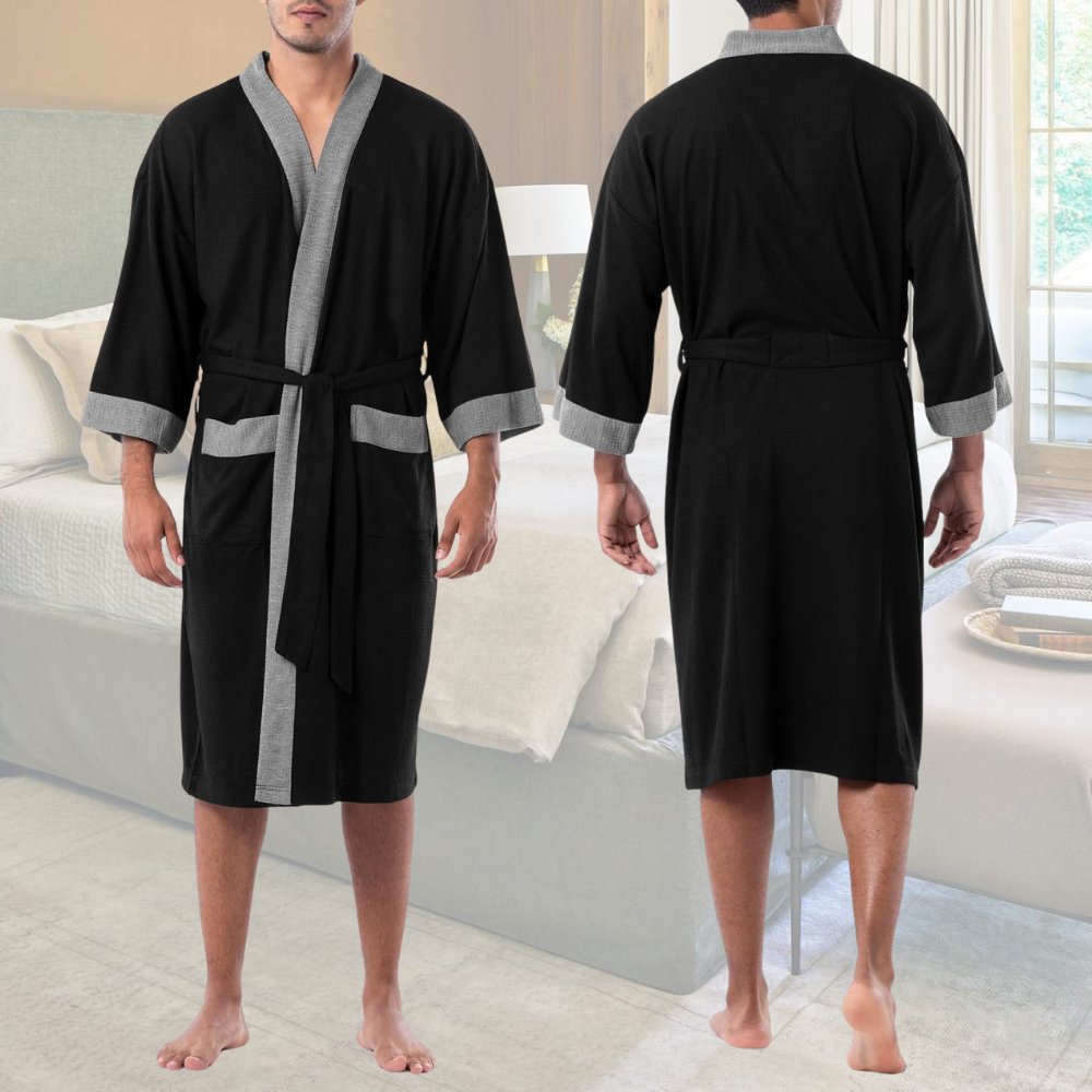 Waffle Bath Robe (Heather Charcoal): image 5