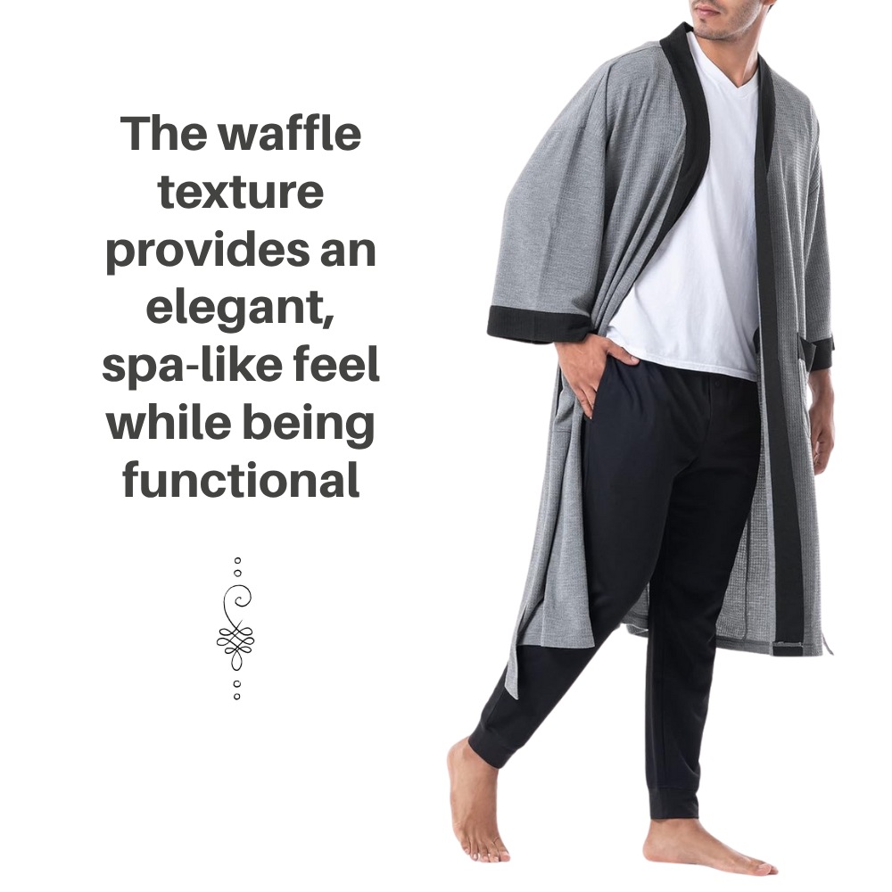 Waffle Bath Robe (Heather Charcoal): image 7