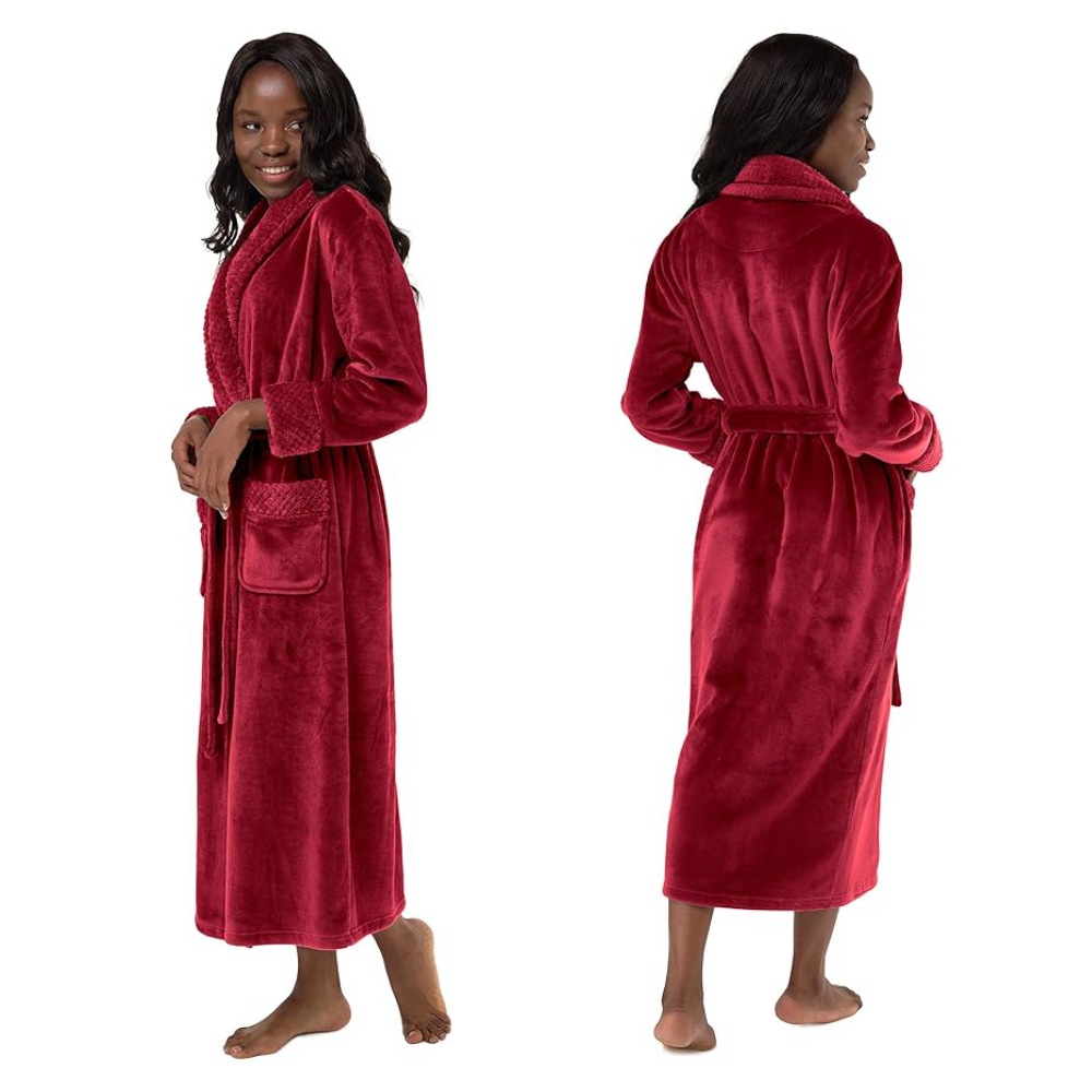 Ladies Fleece Bathrobes (Grey): image 3