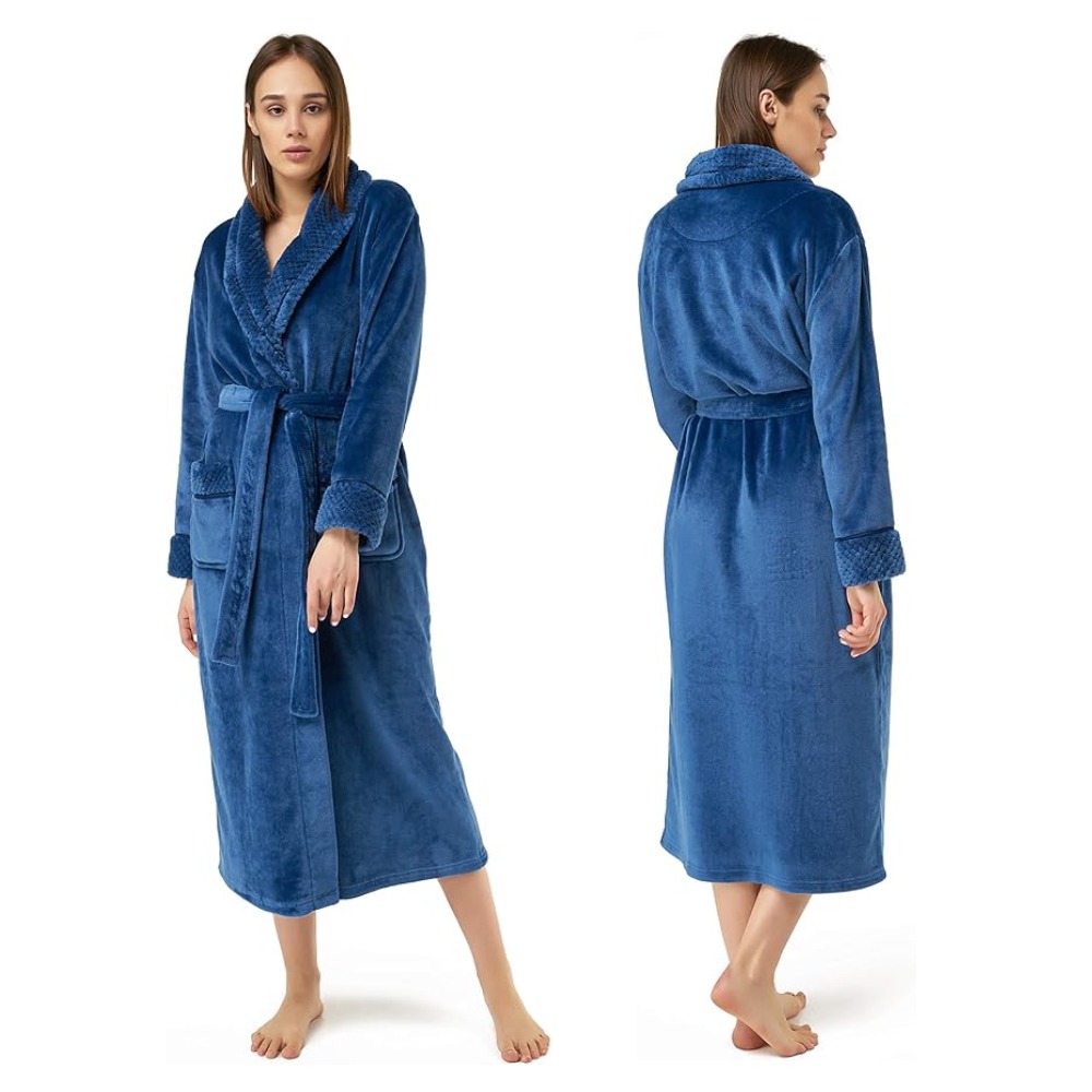 Ladies Fleece Bathrobes (Grey): image 6