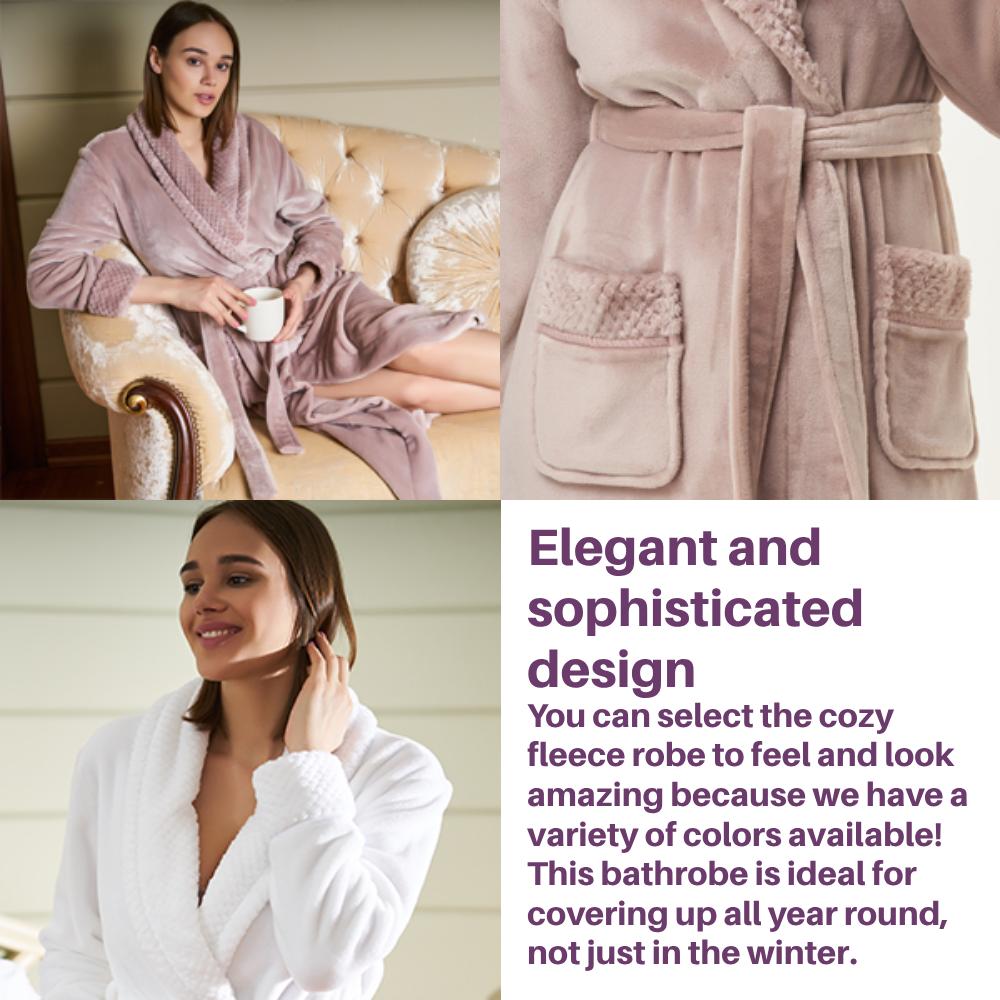 Ladies Fleece Bathrobes (Grey): image 8
