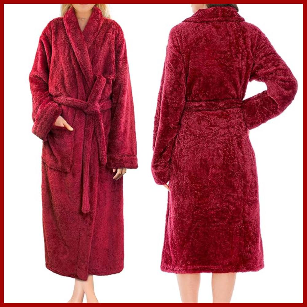 Ladies Fluffy Robe (Wine): image 2
